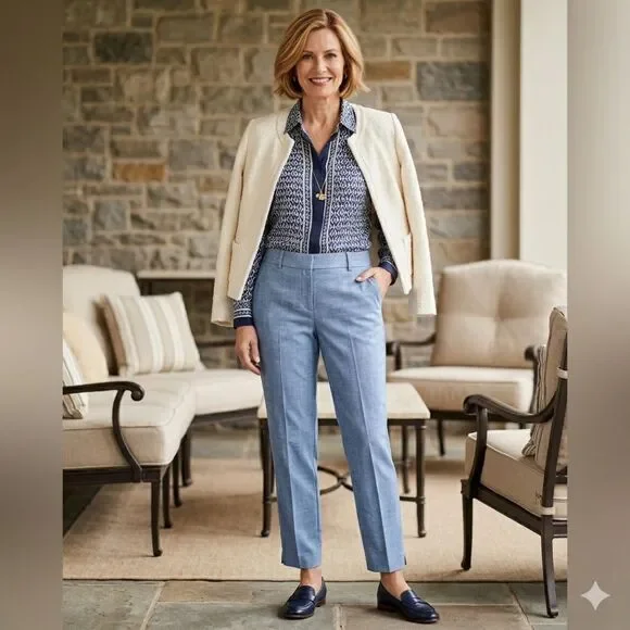 NWT Talbots Light Blue Hampshire Ankle Pants Trousers Women's Size 14 - Picture 1 of 12